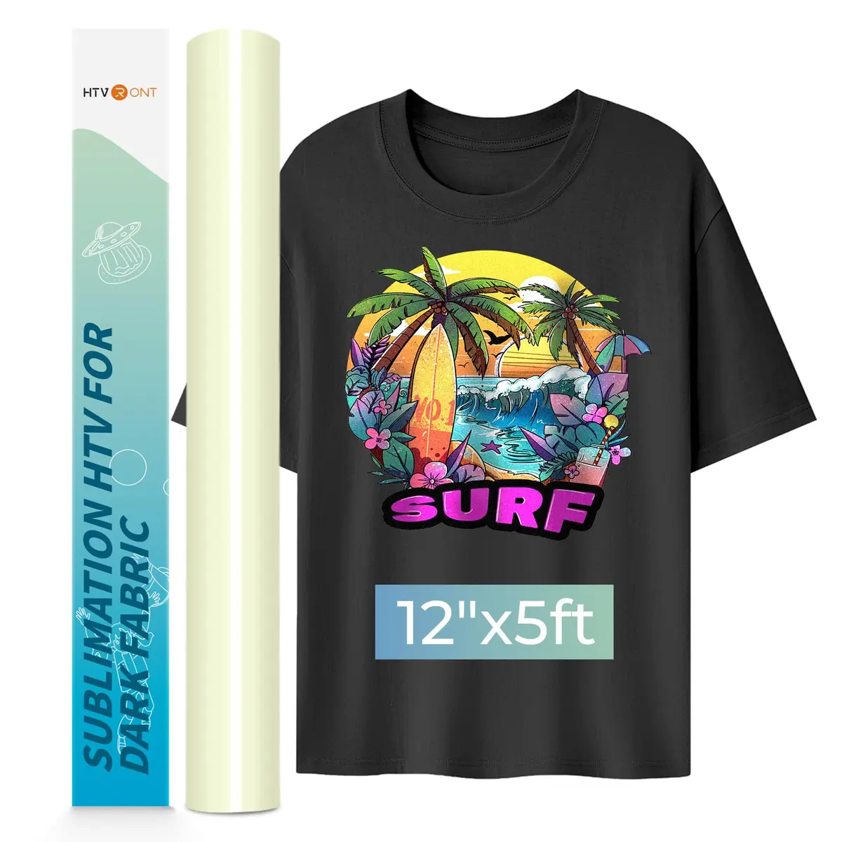 HTVRONT Sublimation HTV for Dark/Light Fabric - Glossy, 30.48cm x 1.52m (12" x 5 FT) - main product image