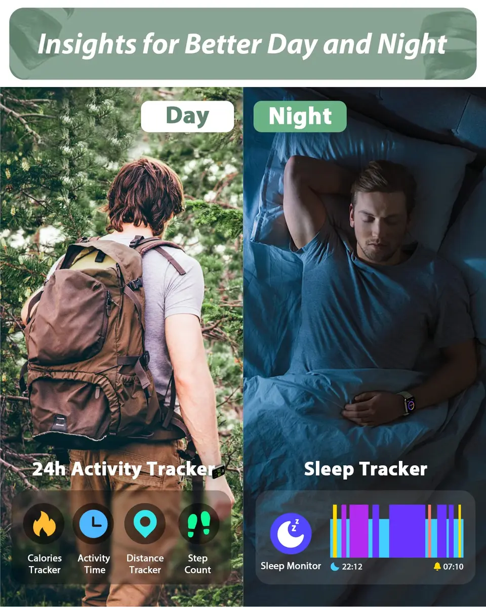 Tensky Smart Watch for Men Women 1.8" Touch Screen Fitness Tracker Heart Rate Sleep Monitoring 100 Sports Waterproof - view 5