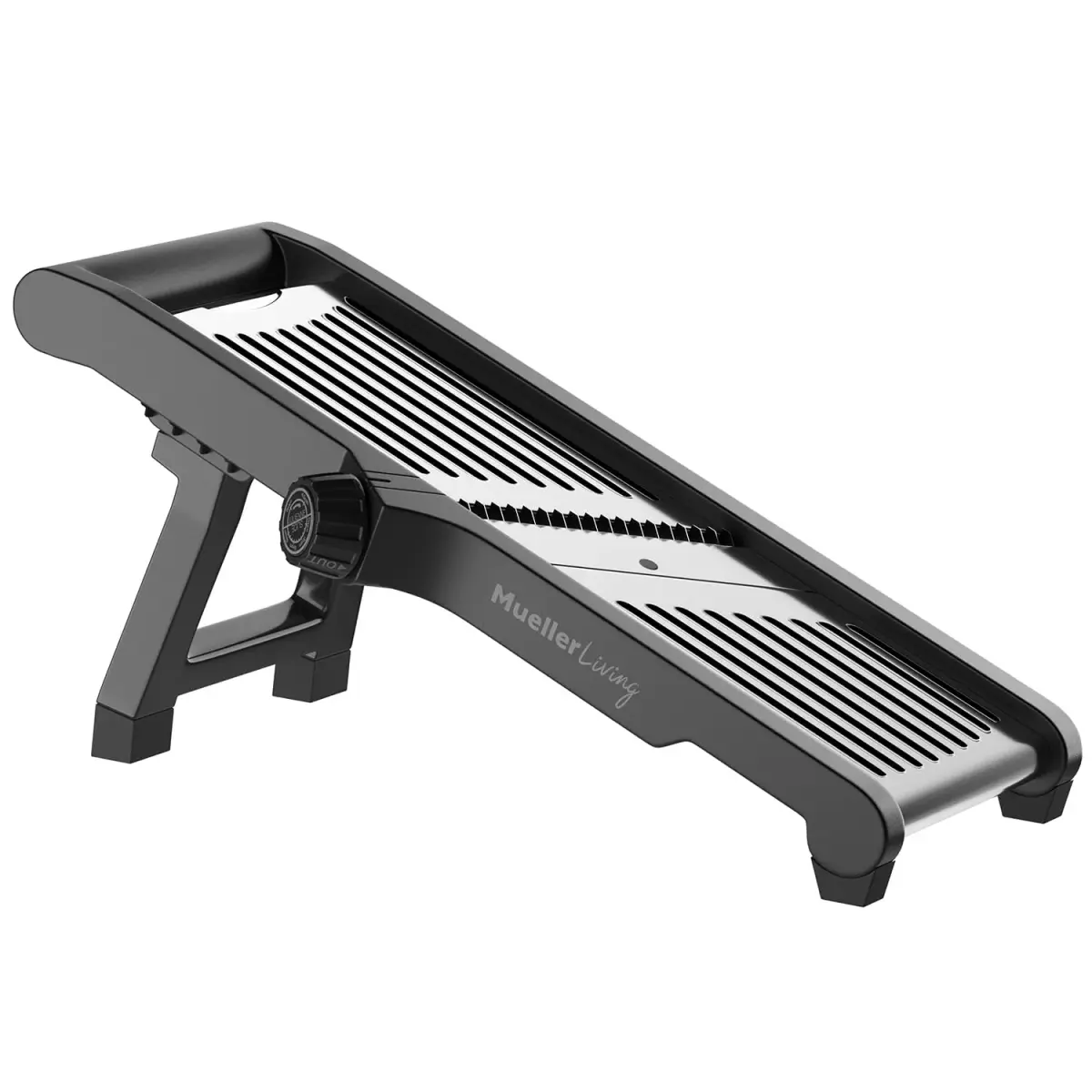 MuellerLiving Mandoline Slicer Stainless Steel | Adjustable Slice & Julienne, 1.0-9.0mm Thickness | 15.94" L x 6.89" W - main product image