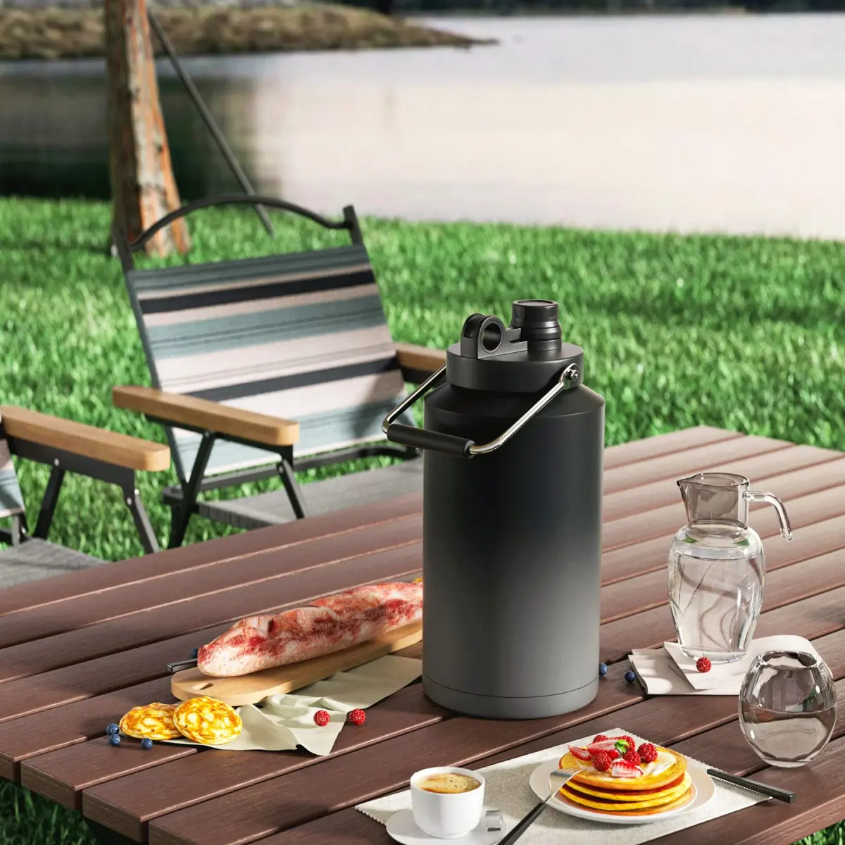 Kerilyn Insulated Gallon Jug with Handle, 3785ml (128oz) Stainless Steel | Grey Gradient - view 5