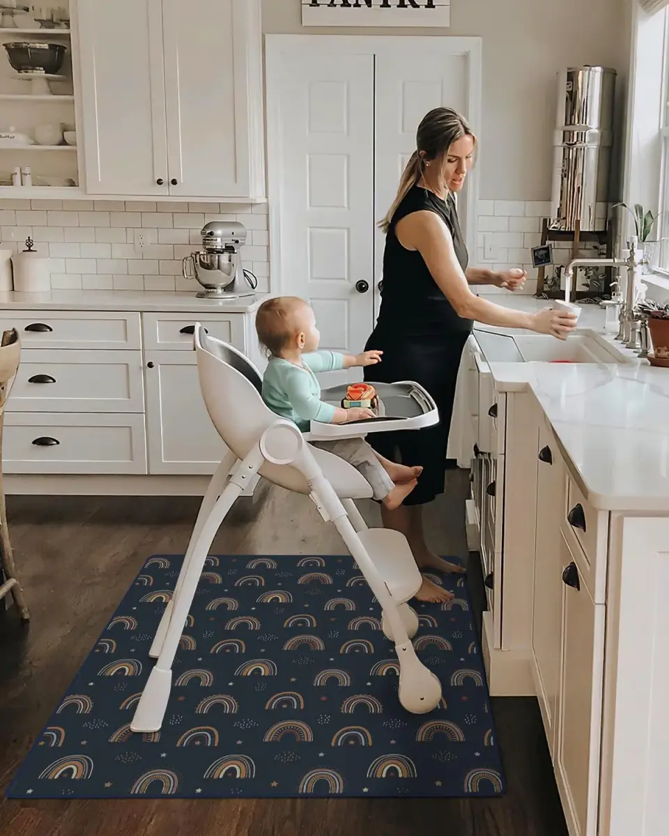 Blissful Diary Baby Splat Mat 128cm x 128cm (50.4 x 50.4 Inch) | Wipeable Waterproof Floor Protector for High Chairs & Playtime - view 4