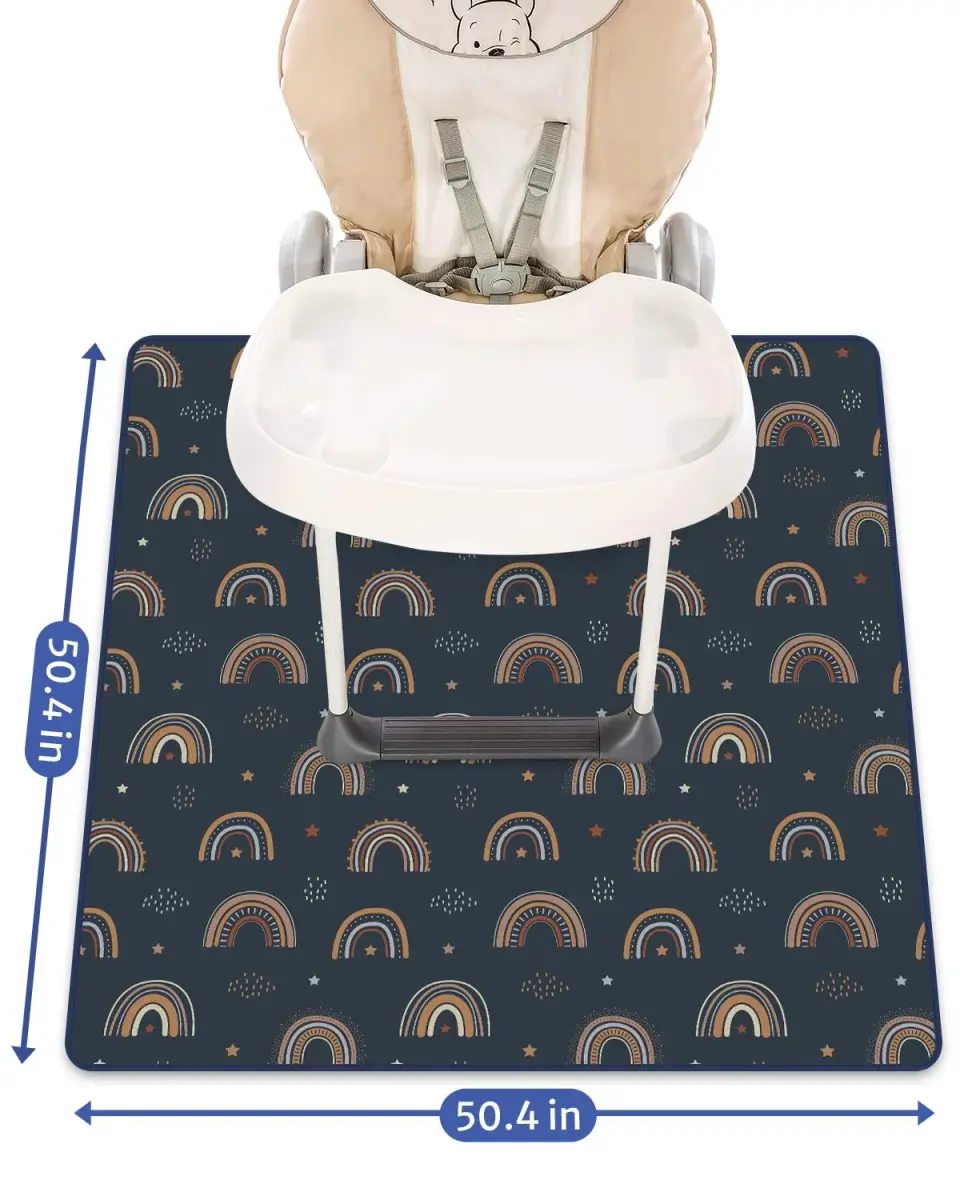 Blissful Diary Baby Splat Mat 128cm x 128cm (50.4 x 50.4 Inch) | Wipeable Waterproof Floor Protector for High Chairs & Playtime - view 3