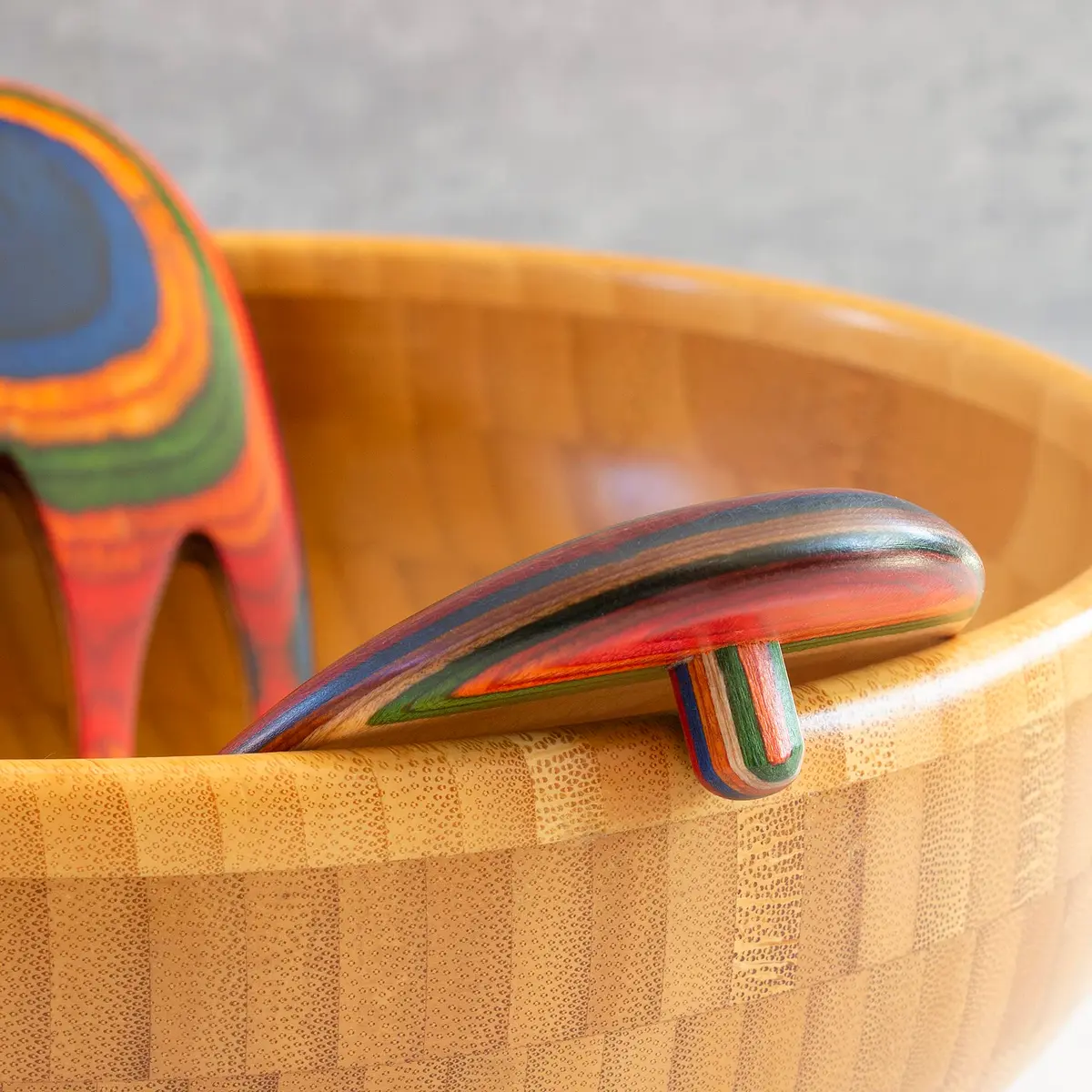 Totally Bamboo Baltique Marrakesh Salad Hands, Colorful Wood Salad Tongs Alternative | Vibrant Layered Birch - view 4