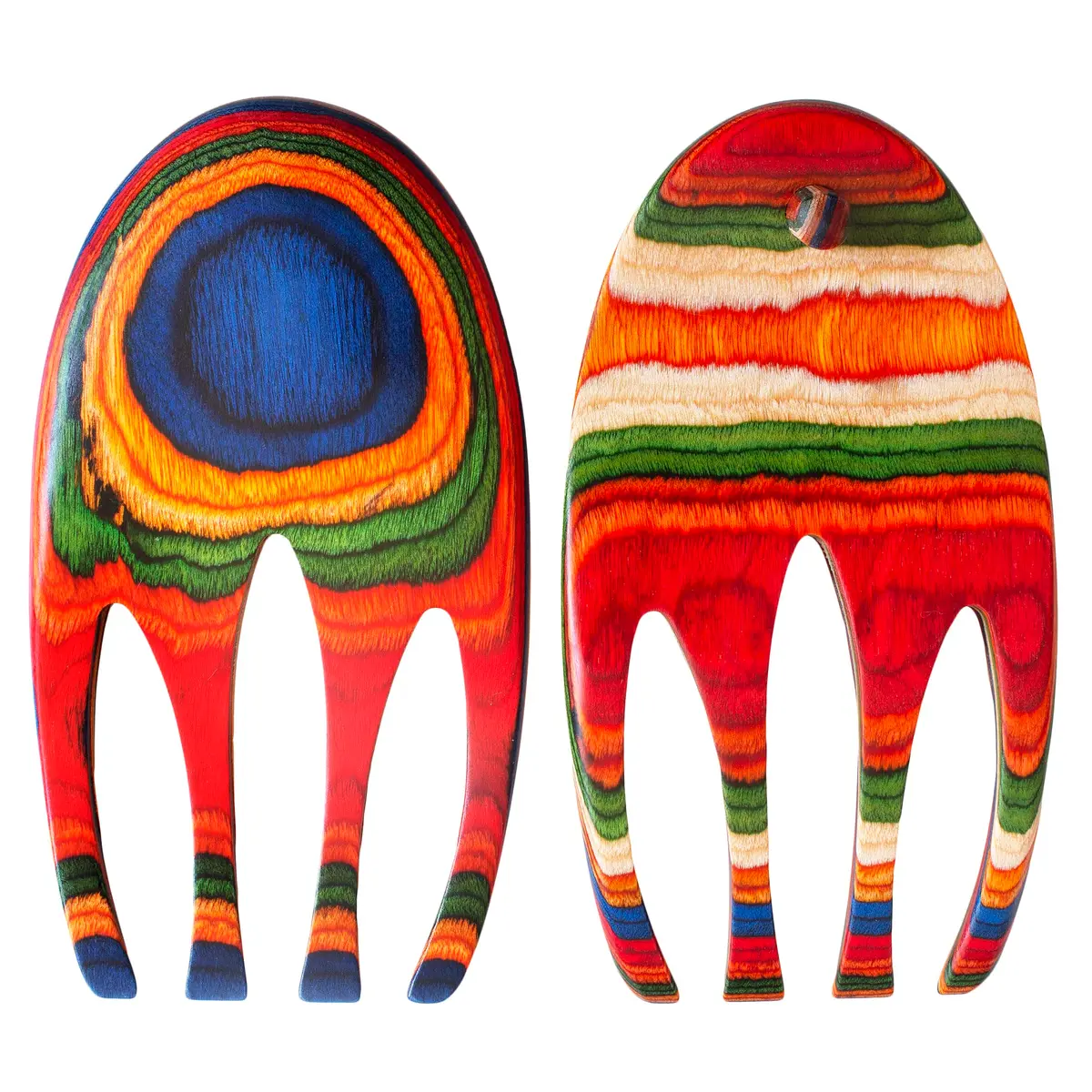 Totally Bamboo Baltique Marrakesh Salad Hands, Colorful Wood Salad Tongs Alternative | Vibrant Layered Birch - view 6