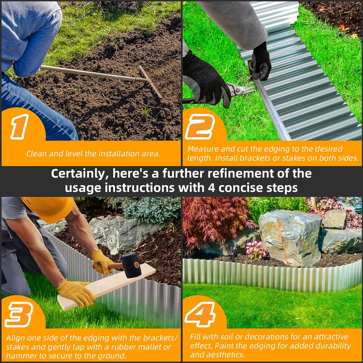 LAVEVE Corrugated Metal Garden Edging 10" x 20Ft | Durable, Stylish & Weatherproof - view 4