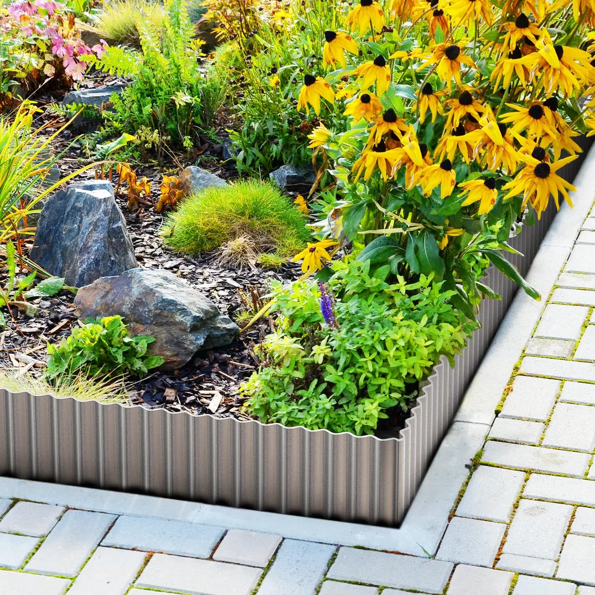 LAVEVE Corrugated Metal Garden Edging 10" x 20Ft | Durable, Stylish & Weatherproof - view 5