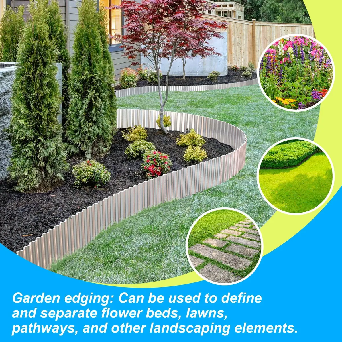 LAVEVE Corrugated Metal Garden Edging 10" x 20Ft | Durable, Stylish & Weatherproof - view 6