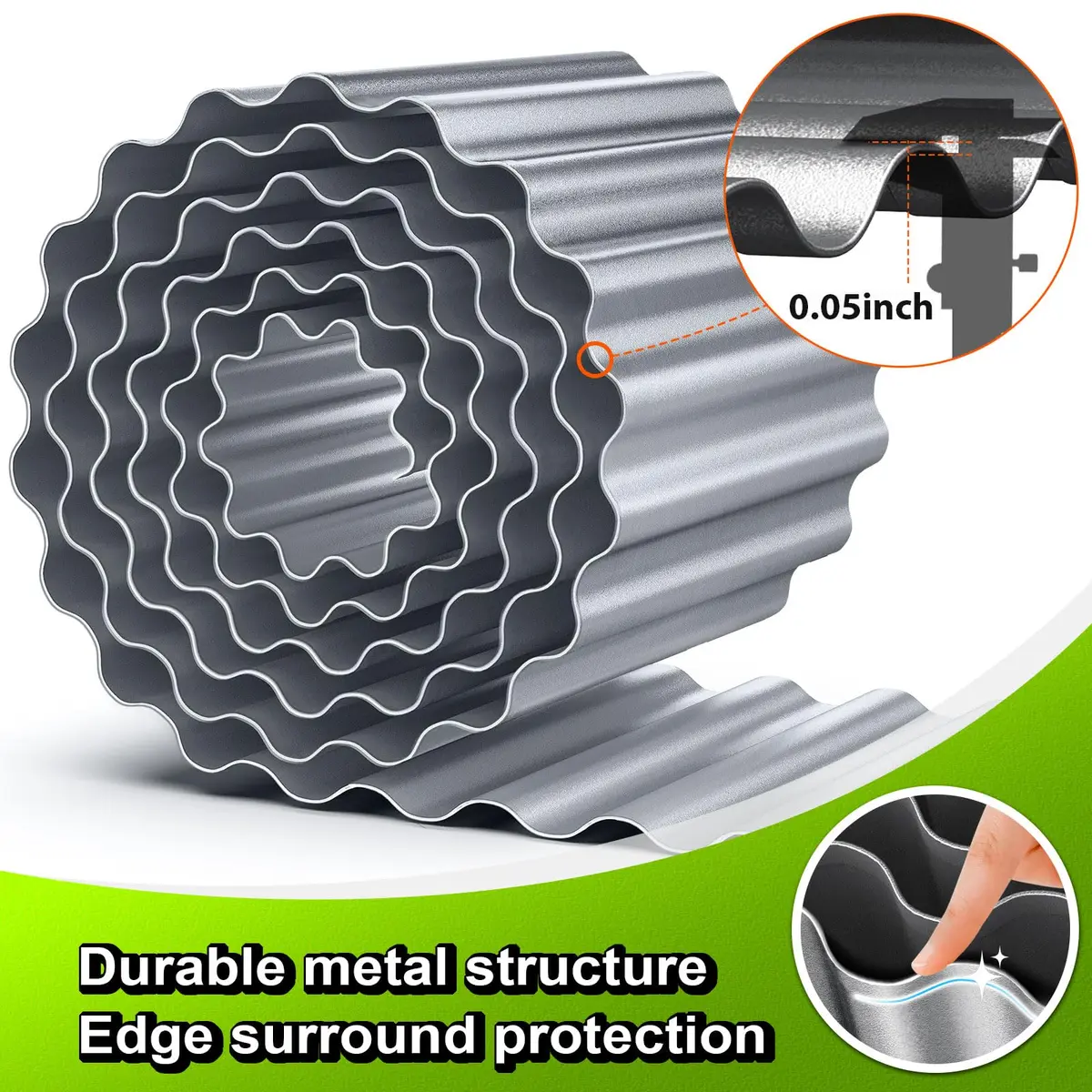 LAVEVE Corrugated Metal Garden Edging 10" x 20Ft | Durable, Stylish & Weatherproof - view 3