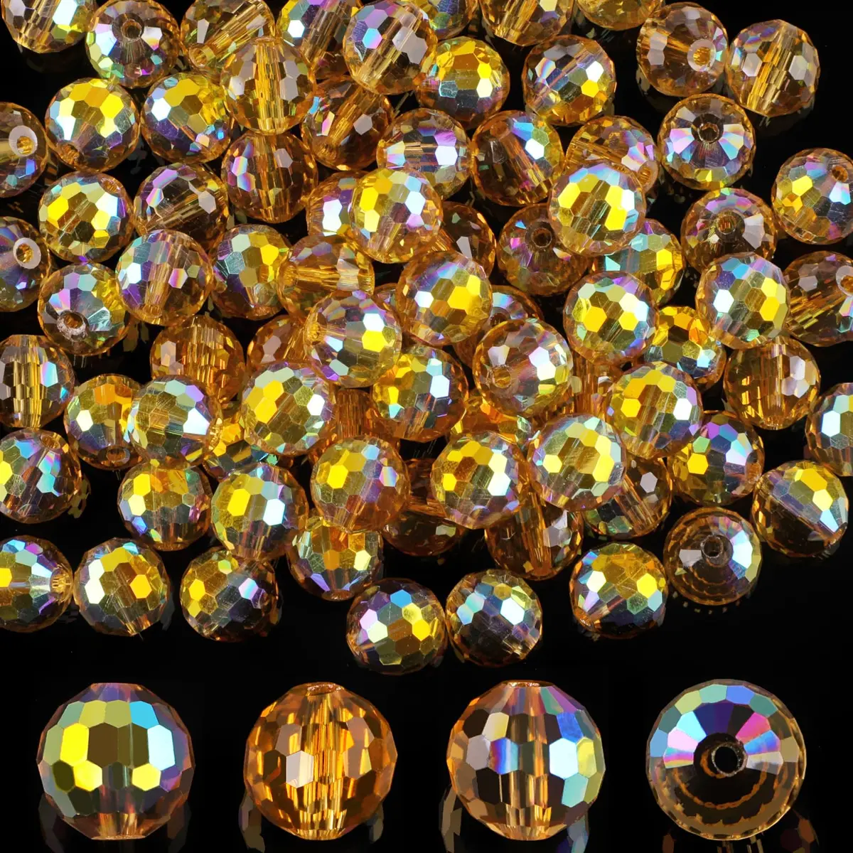 Reastar Crystal Glass Beads 10mm (80 Pcs) | 96 Faceted for Sparkle - main product image