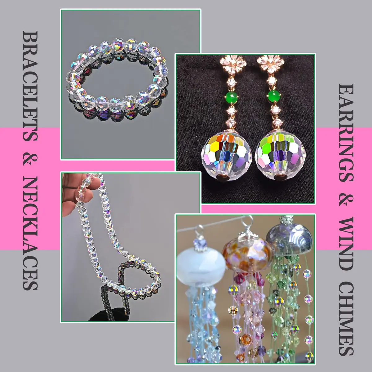 Reastar Crystal Glass Beads 10mm (0.39 inch) AB - 80 Pcs | Sparkly Faceted Beads for Jewelry Making - view 7