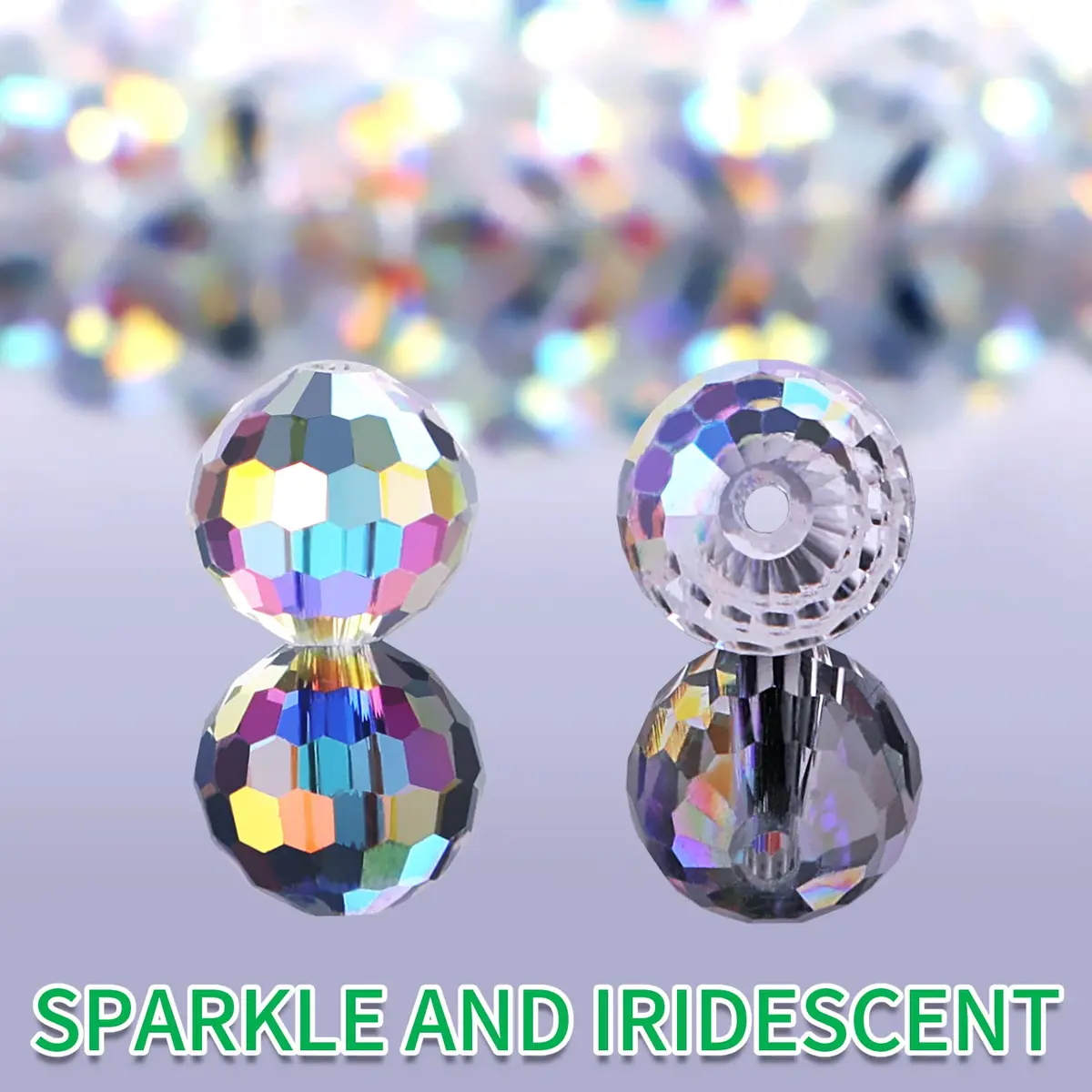 Reastar Crystal Glass Beads 10mm (0.39 inch) AB - 80 Pcs | Sparkly Faceted Beads for Jewelry Making - view 3