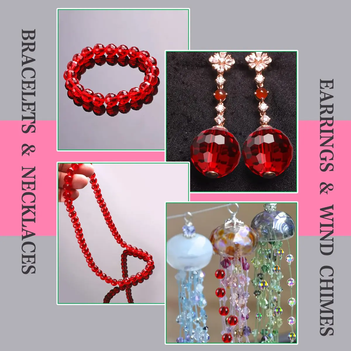 Reastar 80 Pcs Crystal Glass Beads 10 mm Red | Faceted Sparkly Beads for Jewelry Making - view 5