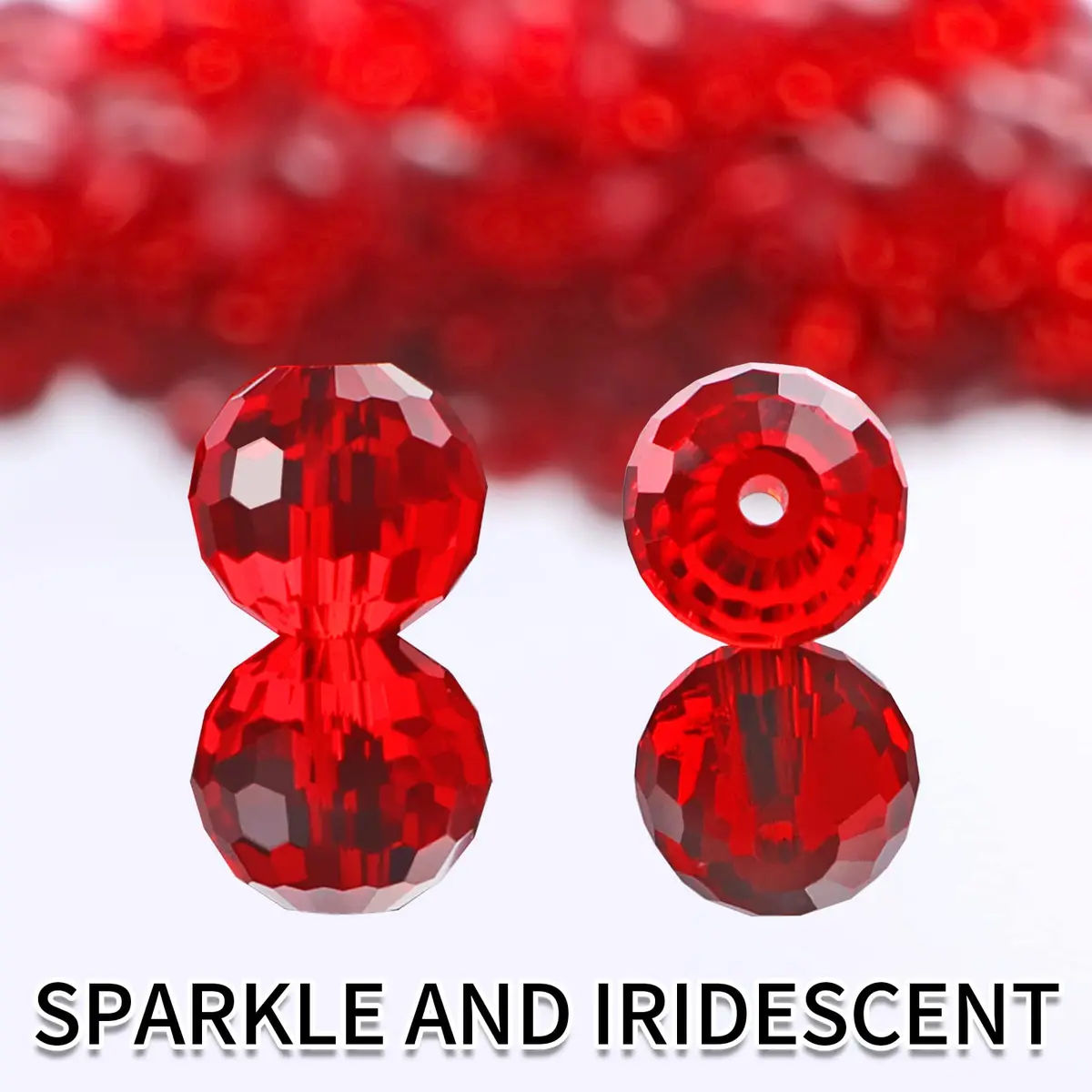 Reastar 80 Pcs Crystal Glass Beads 10 mm Red | Faceted Sparkly Beads for Jewelry Making - view 6
