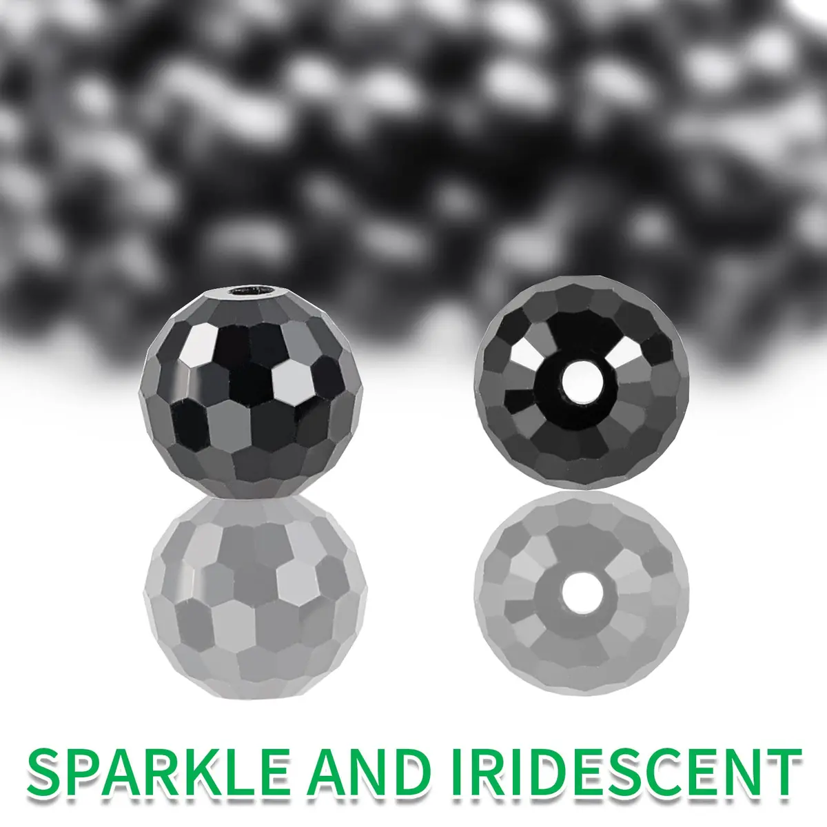 Reastar Black 80 Pcs 10mm Crystal Glass Beads | Faceted Sparkly Shiny for Jewelry Making - view 3
