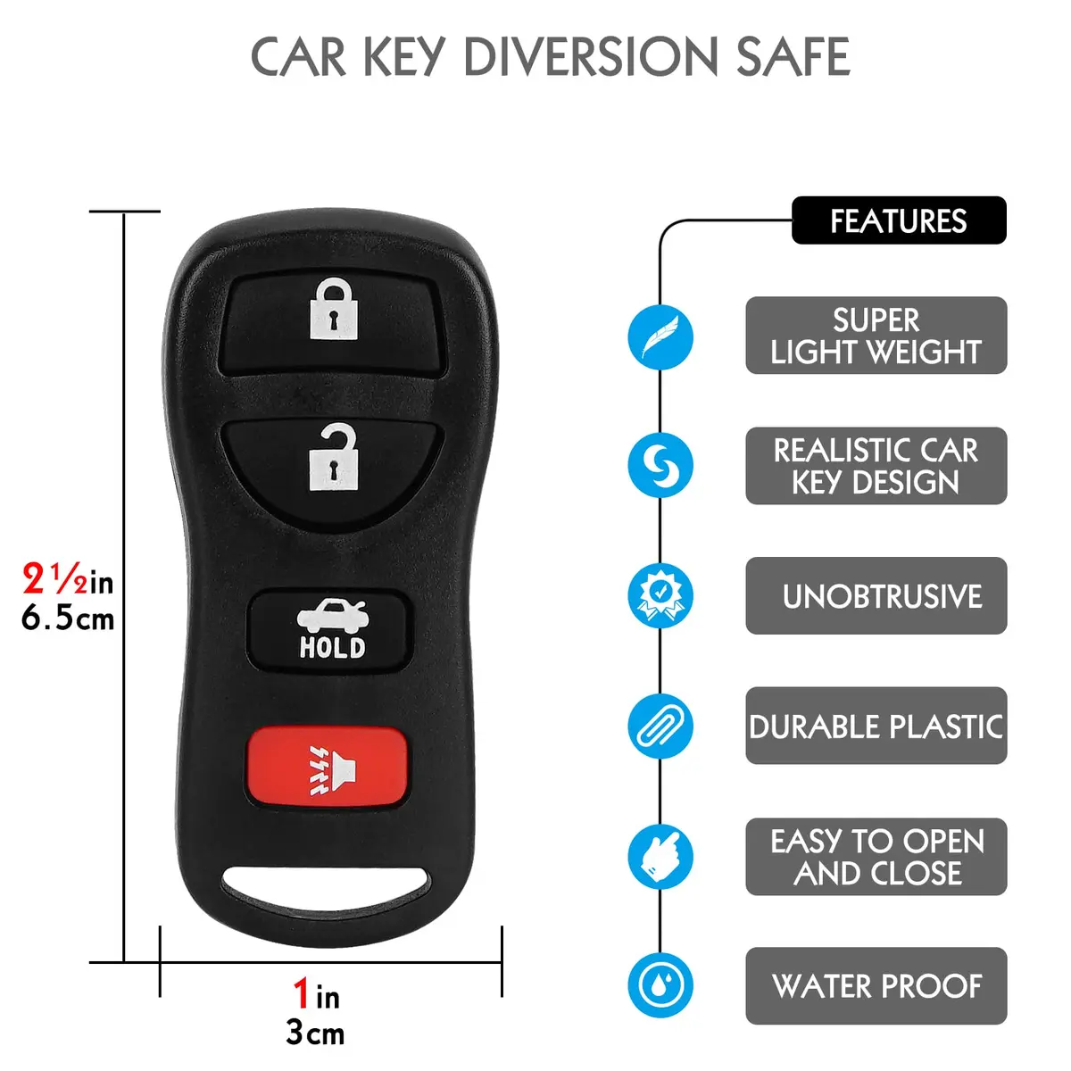 LUEXBOX Fake Car Key Secret Safe Container 2-Pack | Portable Hidden Pill Holder - view 2