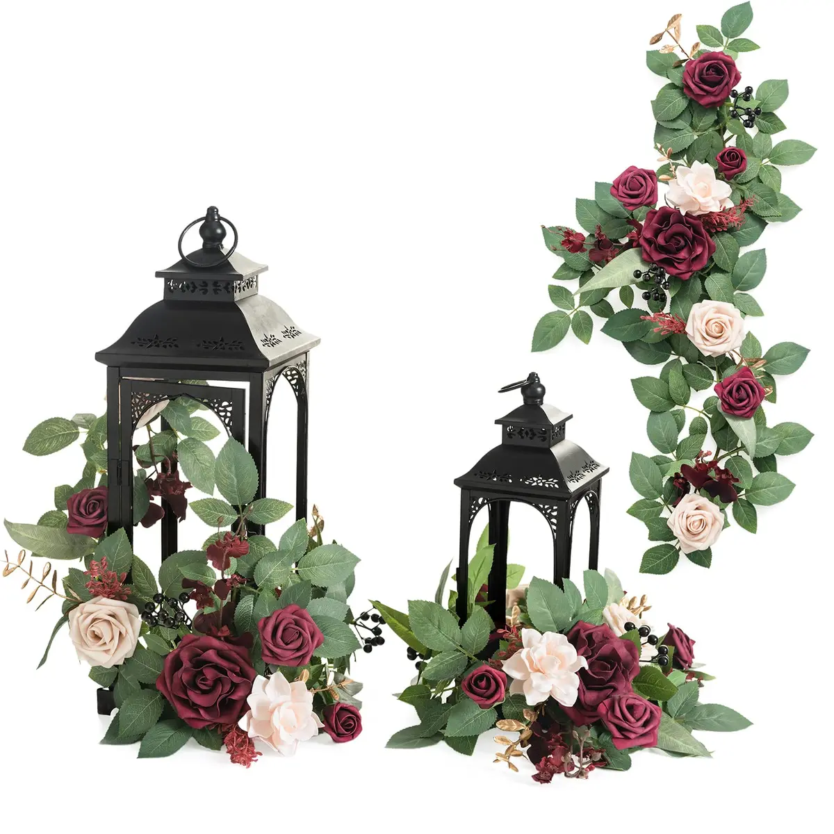 Ling's moment 6-Pack 2 ft Artificial Flower Garlands | Marsala & Nude Wedding Decor - main product image