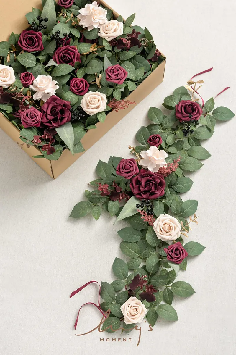 Ling's moment 6-Pack 2 ft Artificial Flower Garlands | Marsala & Nude Wedding Decor - view 6