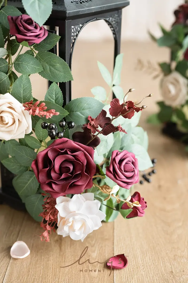 Ling's moment 6-Pack 2 ft Artificial Flower Garlands | Marsala & Nude Wedding Decor - view 2