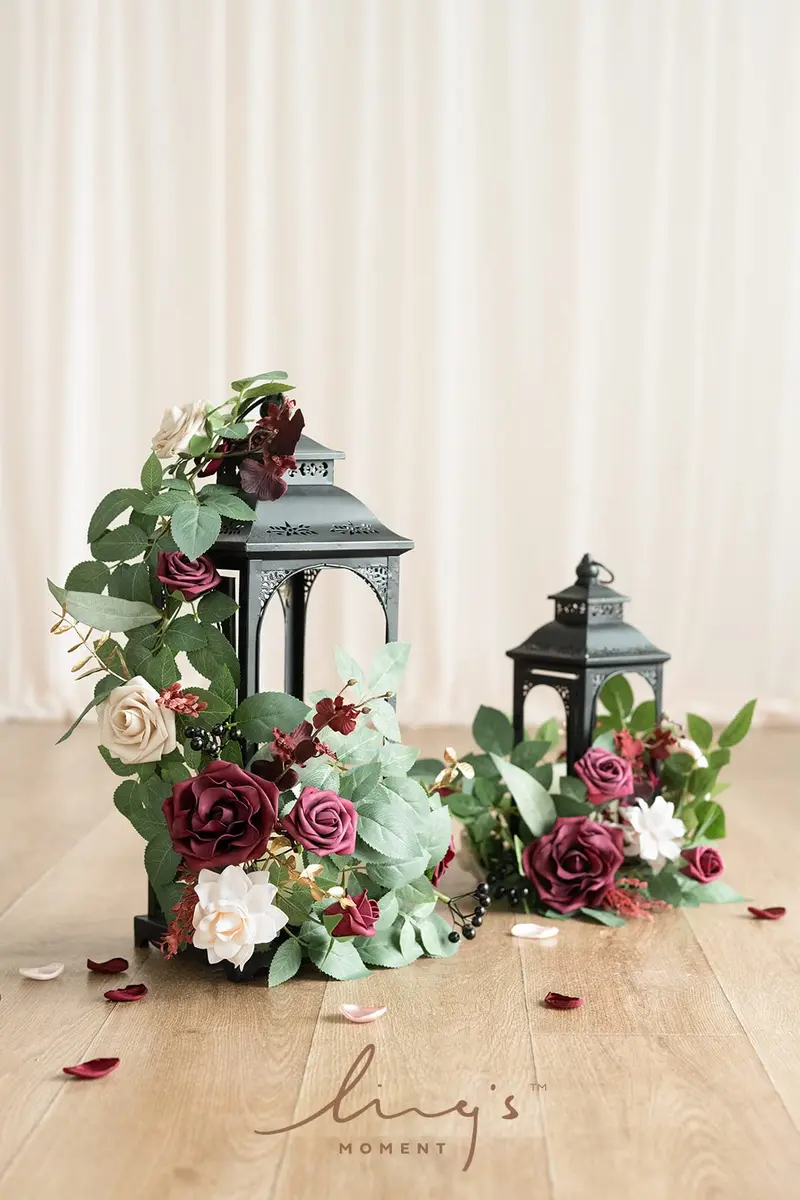 Ling's moment 6-Pack 2 ft Artificial Flower Garlands | Marsala & Nude Wedding Decor - view 3