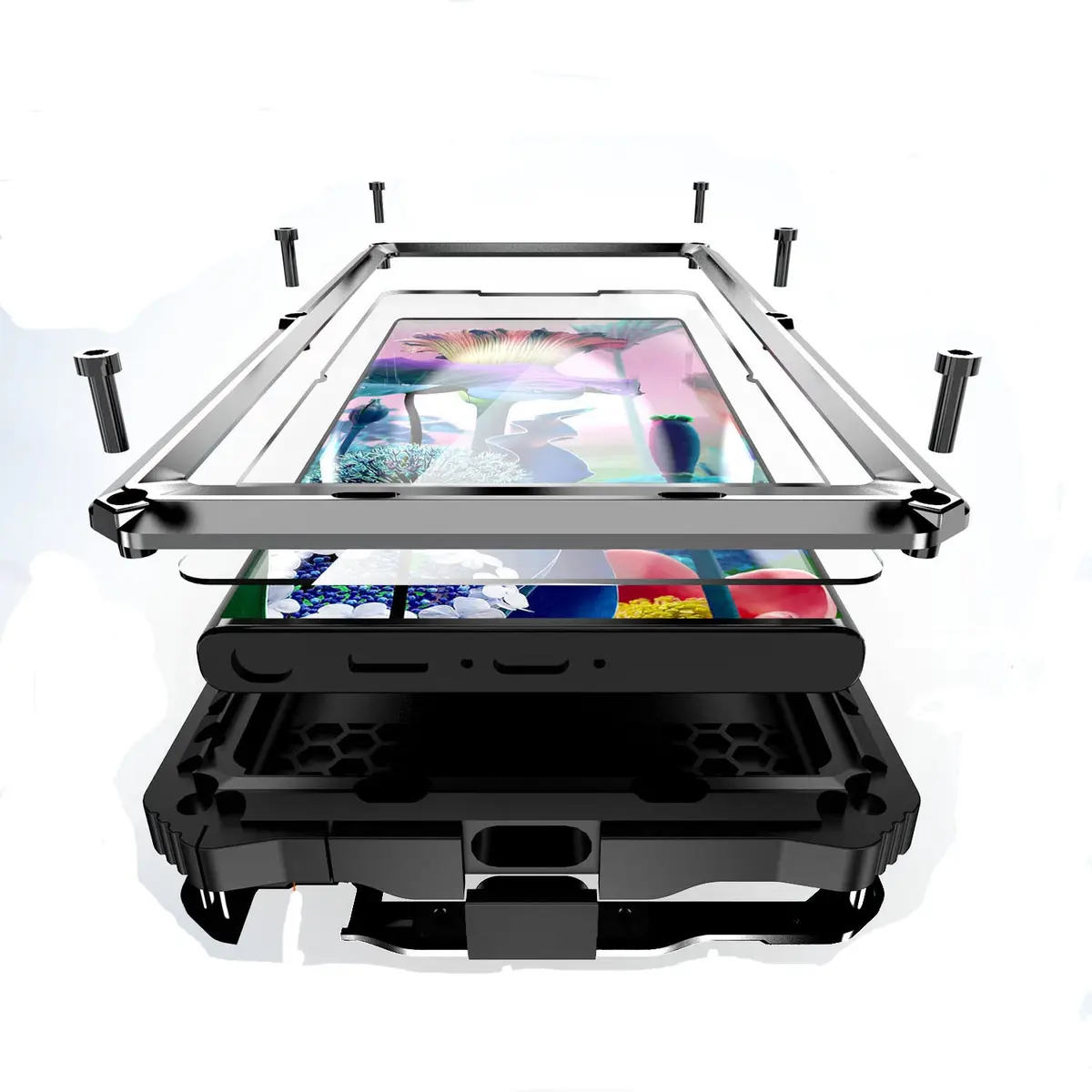 Lunivop Heavy Duty Metal Case for Samsung Galaxy S23 Ultra | Built-in Screen Protector & Kickstand - main product image