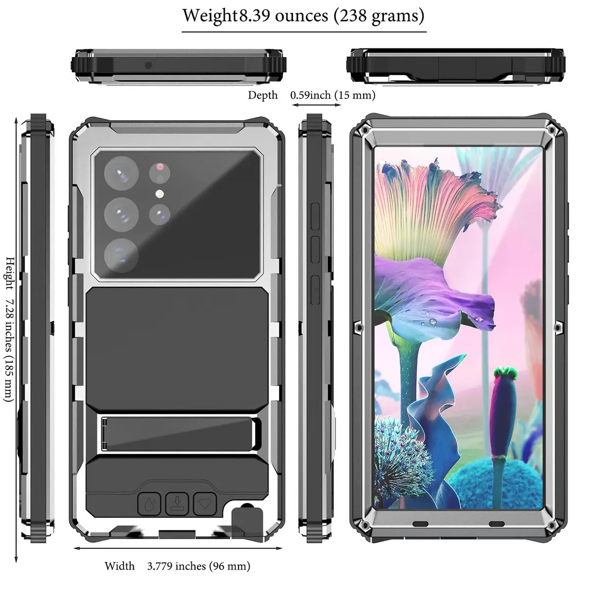 Lunivop Heavy Duty Metal Case for Samsung Galaxy S23 Ultra | Built-in Screen Protector & Kickstand - view 2