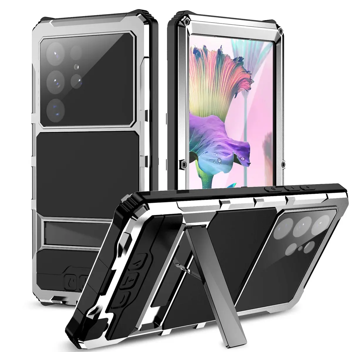 Lunivop Heavy Duty Metal Case for Samsung Galaxy S23 Ultra | Built-in Screen Protector & Kickstand - view 4