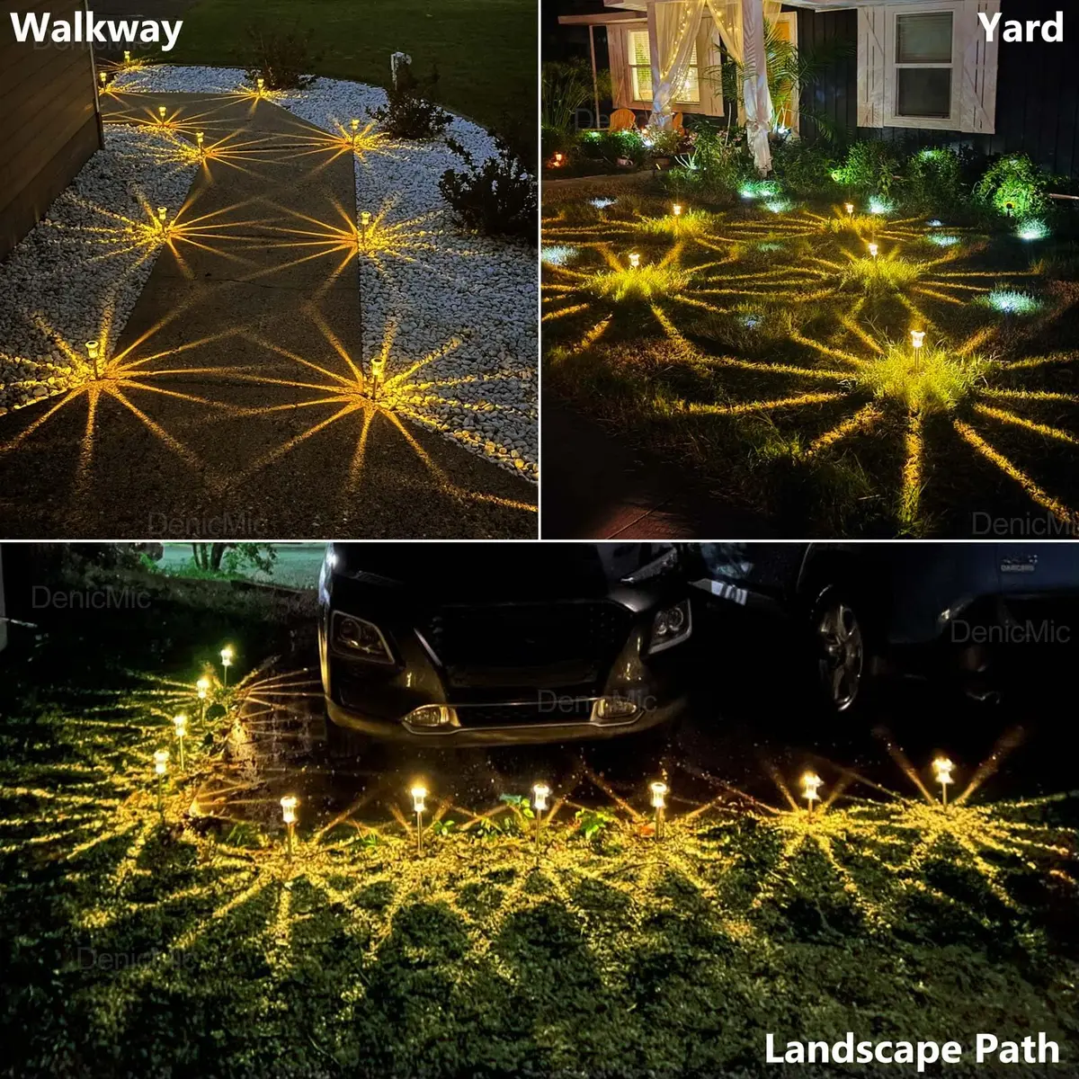 DenicMic 10 Pack Solar Pathway Lights Waterproof Warm White LED | Outdoor Garden Decor - view 5