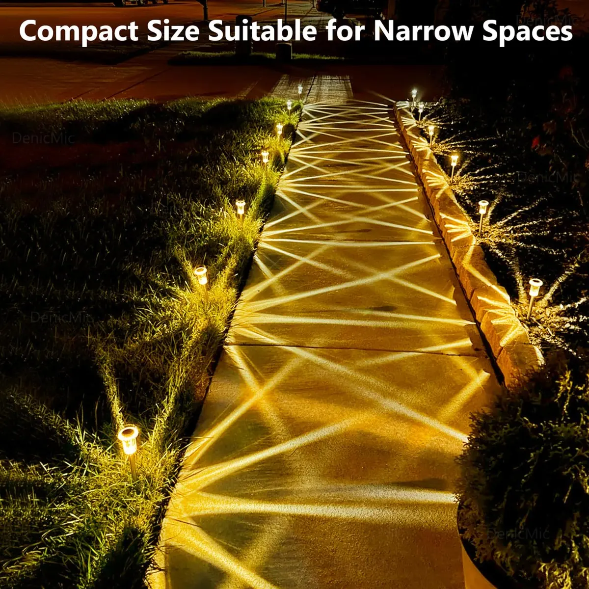 DenicMic 10 Pack Solar Pathway Lights Waterproof Warm White LED | Outdoor Garden Decor - view 7