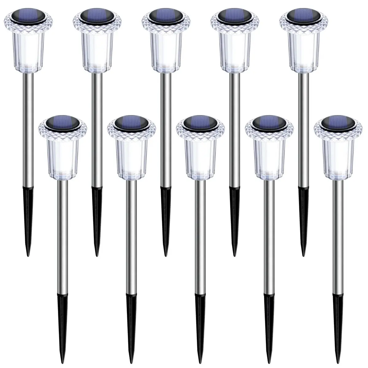 DenicMic 10 Pack Solar Pathway Lights Waterproof Warm White LED | Outdoor Garden Decor - view 8