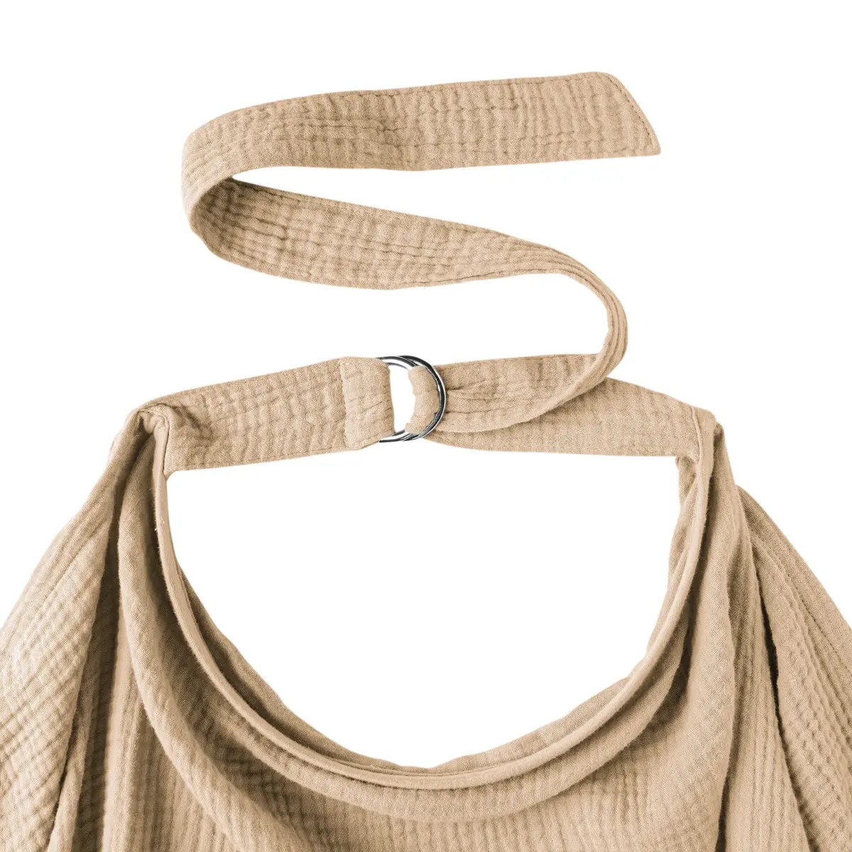 Konssy Muslin Nursing Cover Camel | 100% Cotton Breathable for Breastfeeding with Rigid Hoop & Adjustable Strap - view 5