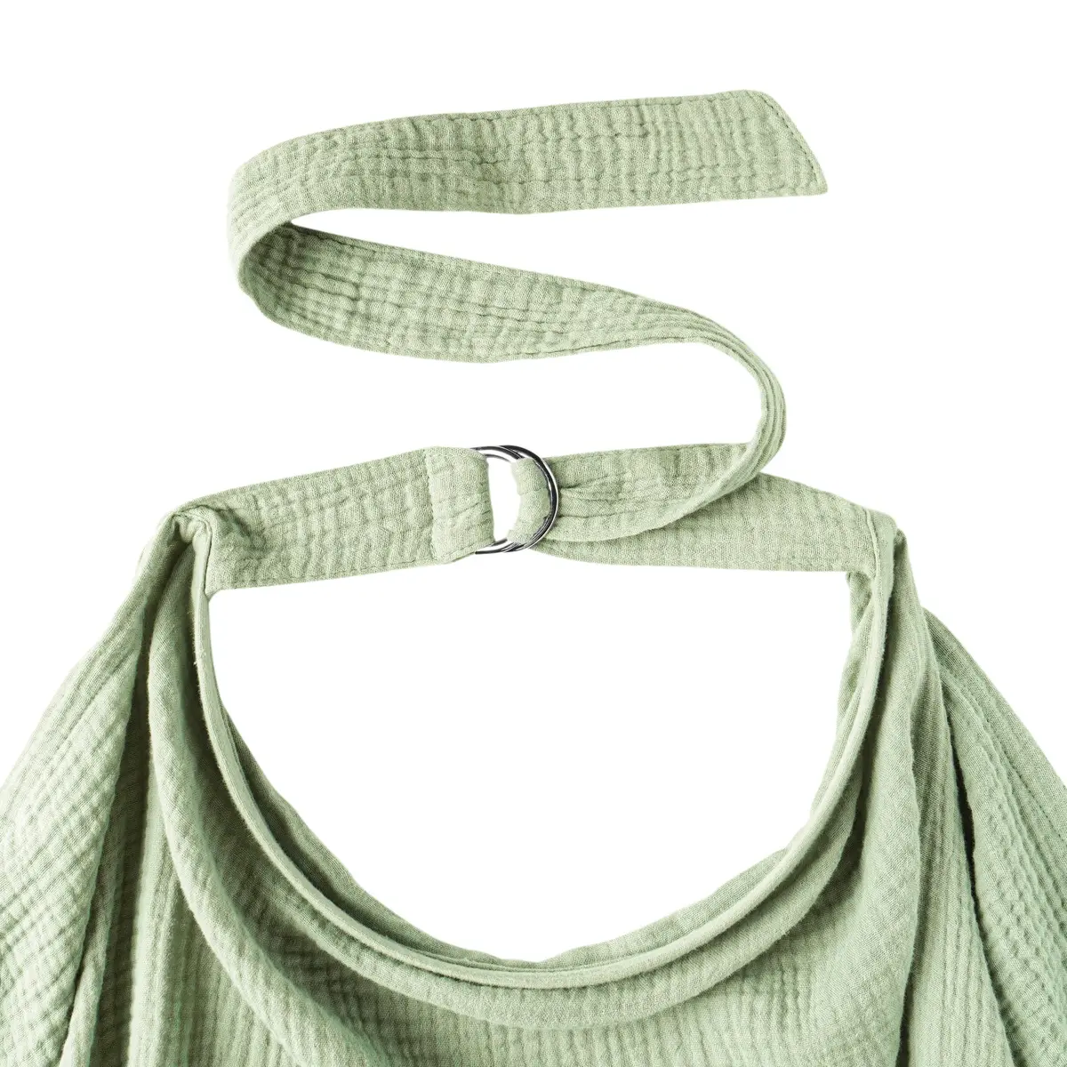 Konssy Muslin Nursing Cover Up for Breastfeeding with Rigid Hoop, Sage 100% Cotton | Breathable & Adjustable for New Moms - view 5