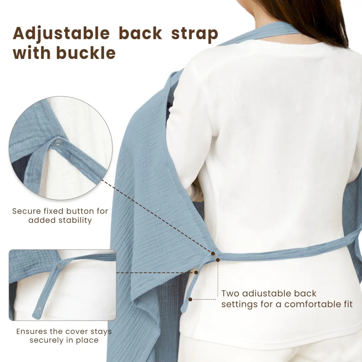 Konssy Muslin Nursing Cover Up for Breastfeeding with Rigid Hoop, 100% Cotton (Blue) | Breathable & Skin-Friendly for New Moms - view 5