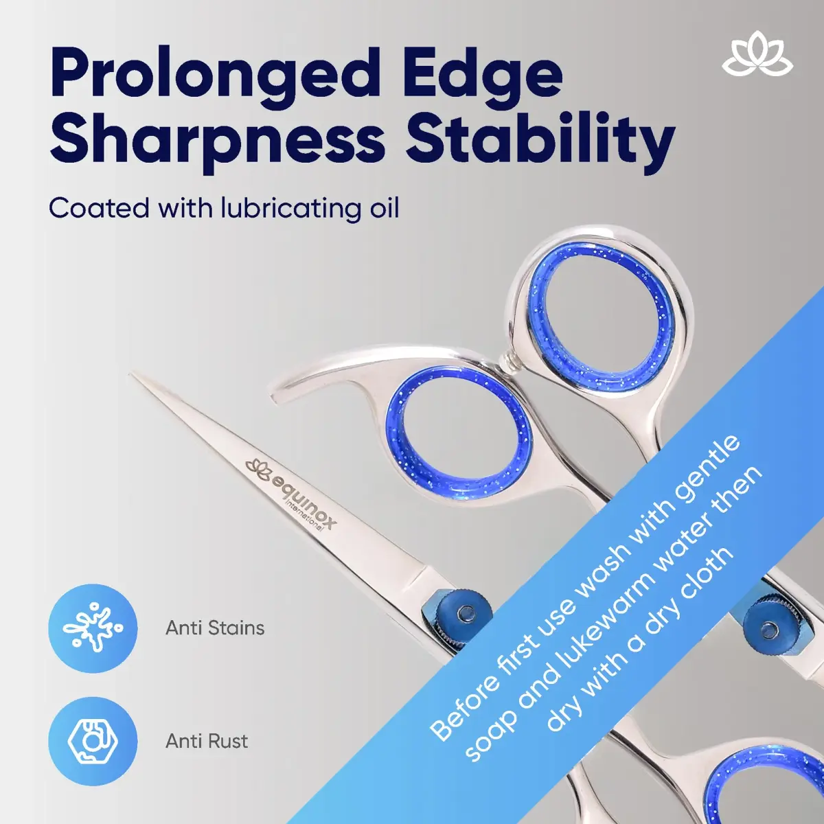 Equinox International Silver Blue 6.5 Inch Barber Hair Cutting Shears | Japanese Stainless Steel - view 4