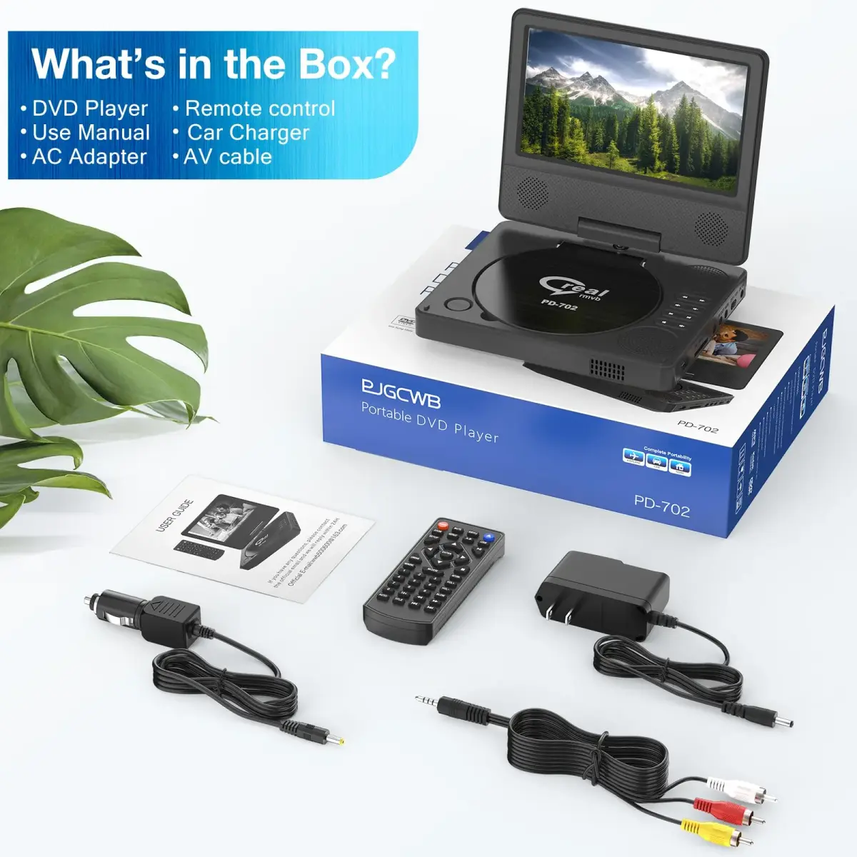PJGCWB Portable DVD Player 7.5" Swivel Display | 5-Hour Battery, Car Mount Included - view 3