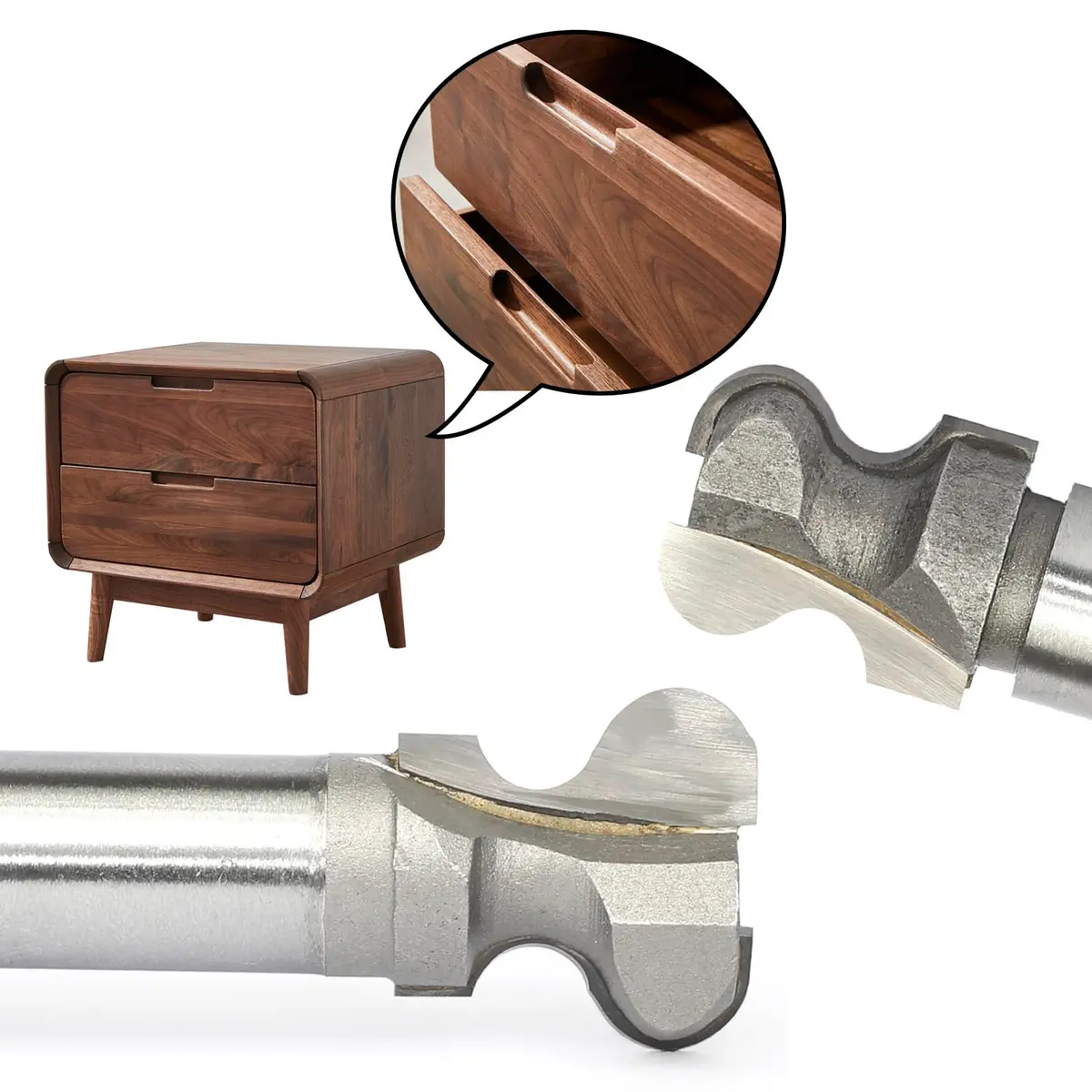 Akylin 2Pcs Finger Pull Router Bit Set 1/2" Shank | Drawer Handle Making Tool - view 3