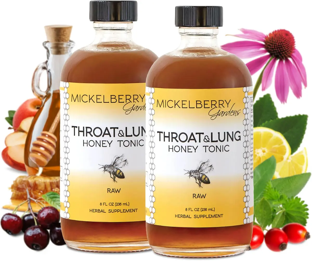 Mickelberry Gardens Throat Lung Honey Tonic 8oz 2 Pack | Natural Sore Throat Relief & Immune Support - main product image