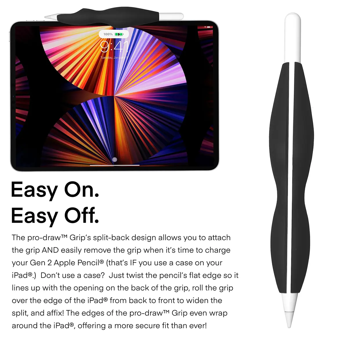 Pro-Draw The Grip for Apple Pencil Pro, 1st/2nd Gen & USB-C | Enhanced Comfort & Control - view 5