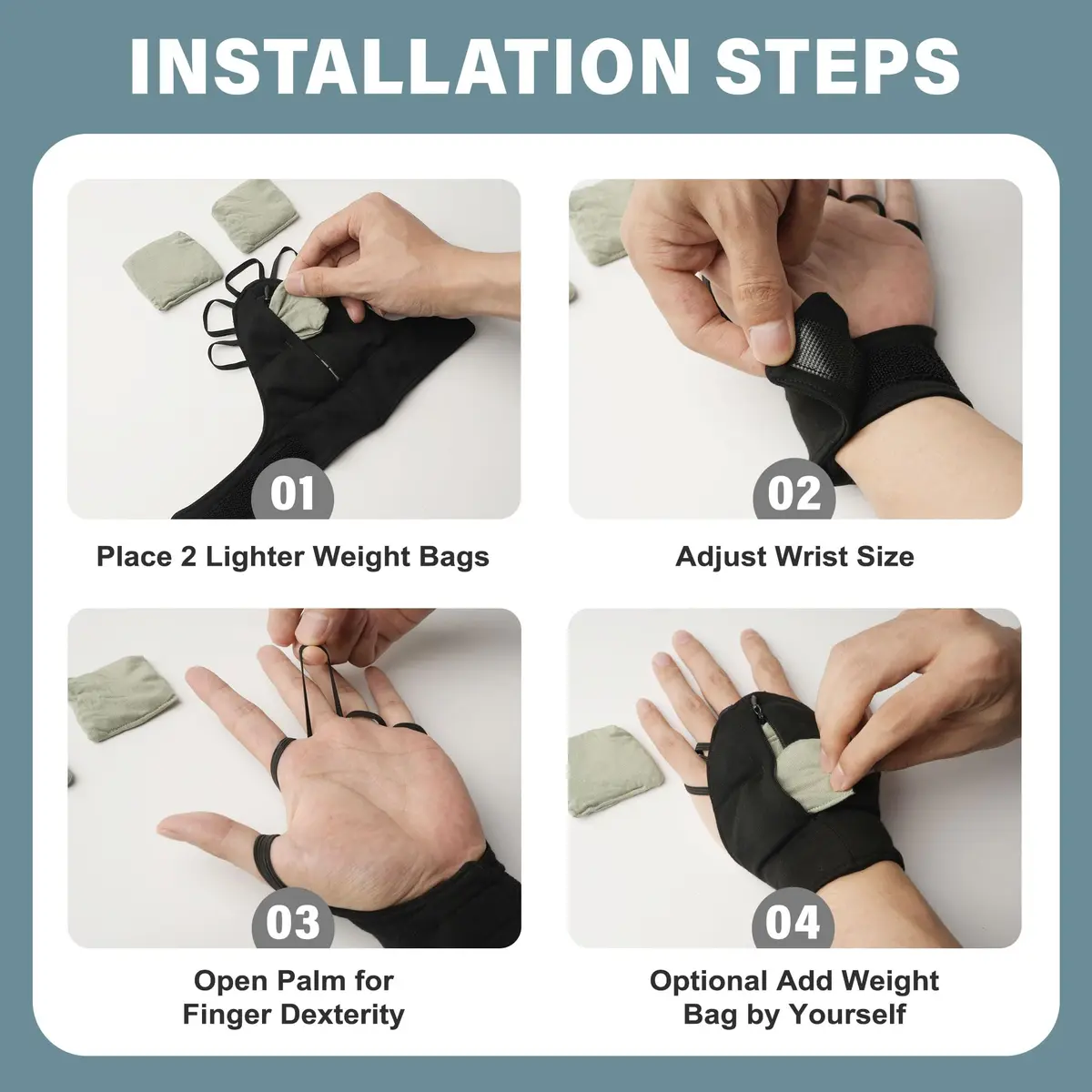 Bottle Pouch Weighted Gloves for Tremors - Large Black Right Hand | Stability Aid for Parkinson's Hand Tremors, Enhanced Grip & Writing Support - view 2
