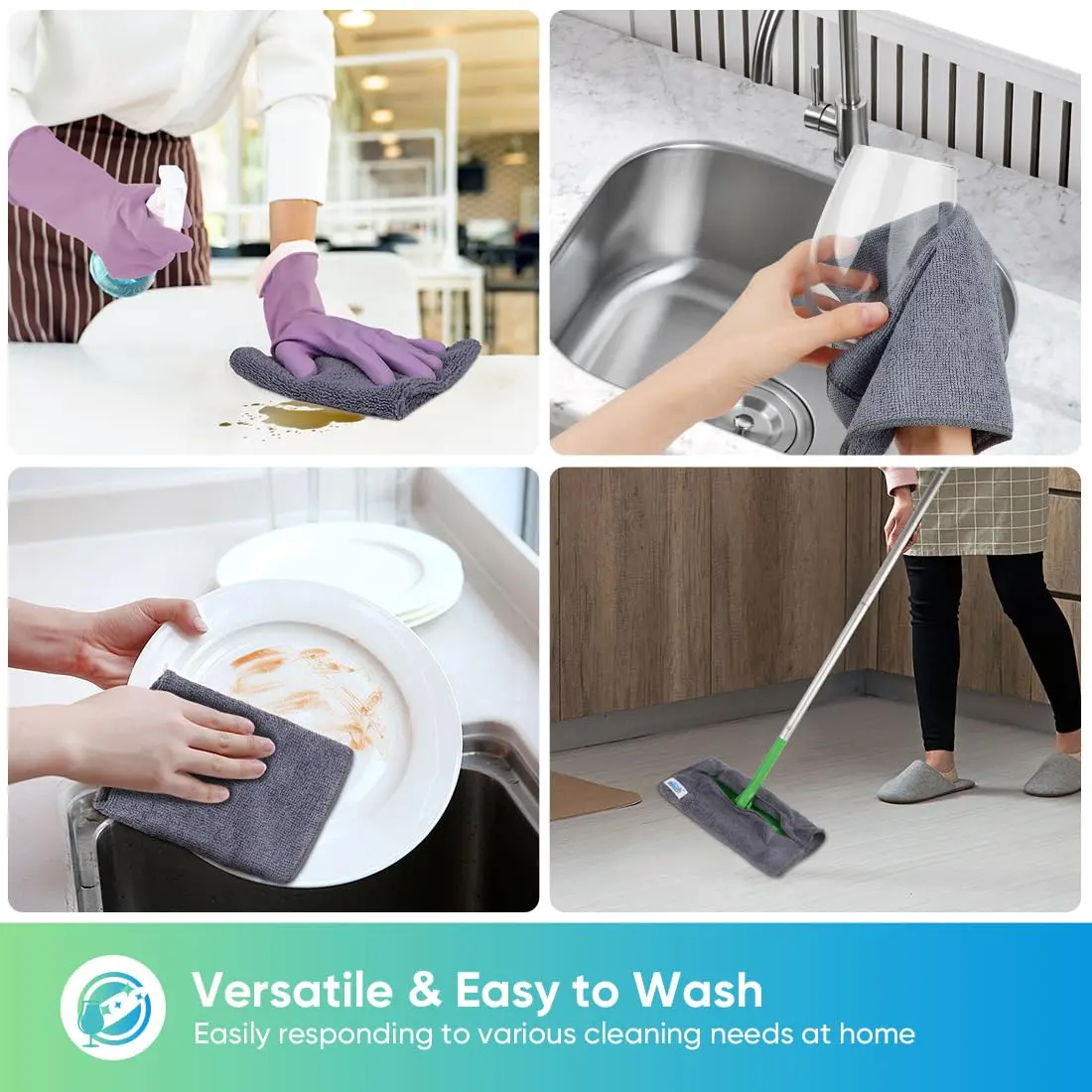 HOMEXCEL Grey Microfiber Cleaning Cloth 12 Pack | Scratch-Free, Super Absorbent for Car & Home - view 5