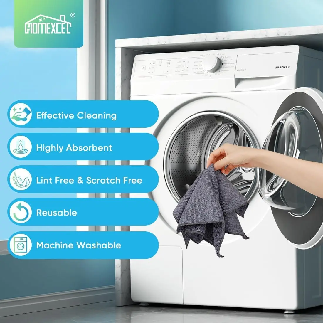 HOMEXCEL Grey Microfiber Cleaning Cloth 12 Pack | Scratch-Free, Super Absorbent for Car & Home - view 6