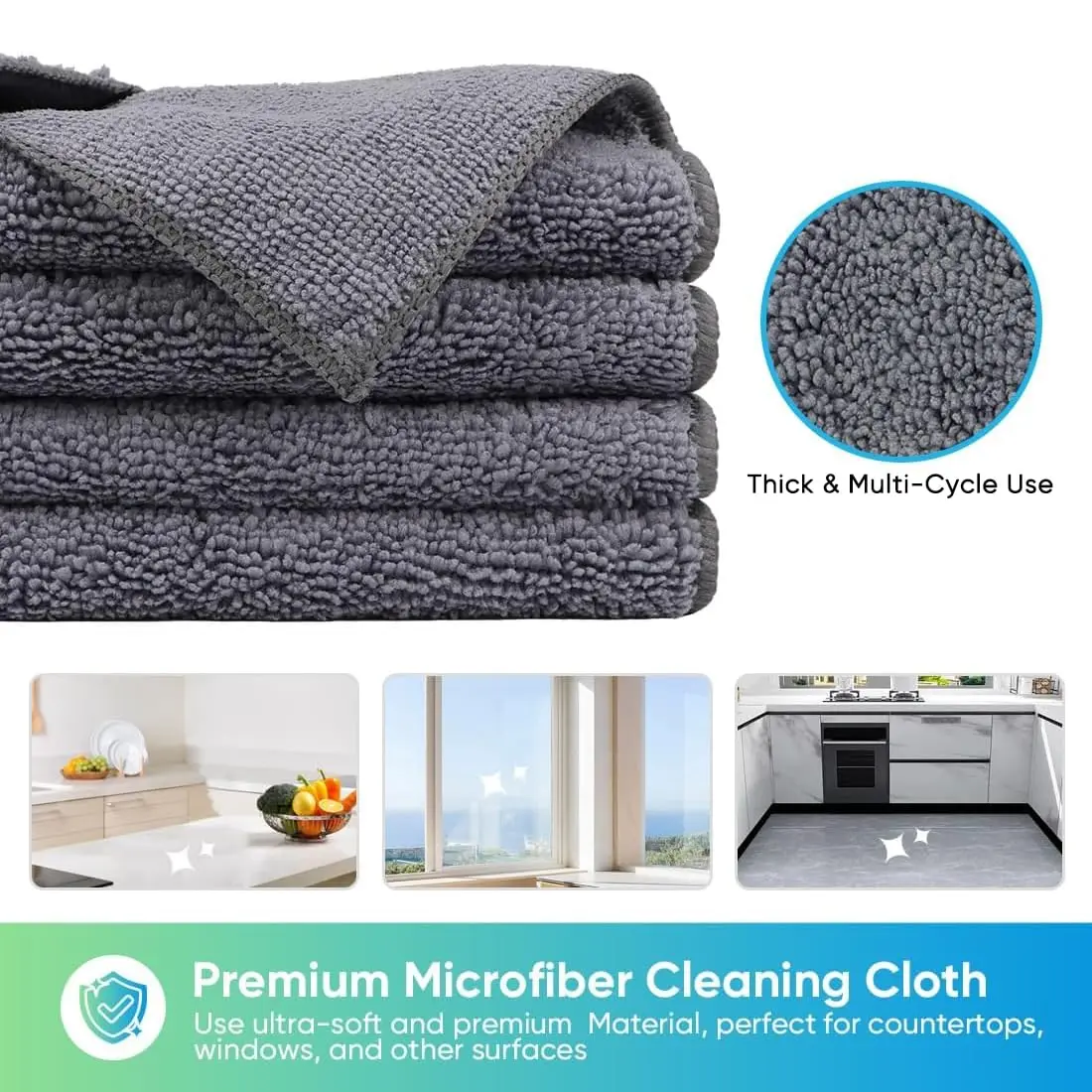 HOMEXCEL Grey Microfiber Cleaning Cloth 12 Pack | Scratch-Free, Super Absorbent for Car & Home - view 2