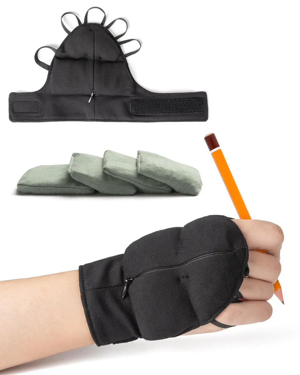 Bottle Pouch SteadyHand Weighted Gloves for Tremors - Medium Black | Stability Aid for Parkinson's Hand Tremors, Enhanced Grip & Writing Support - main product image