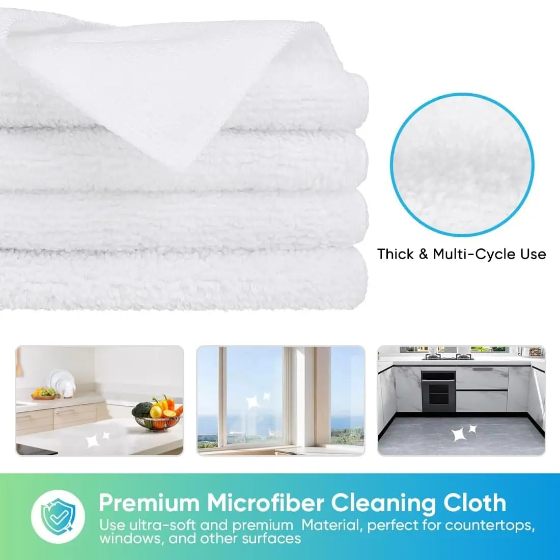HOMEXCEL White Microfiber Cleaning Cloth 11.5"x 11.5" | Scratch-Free & Super Absorbent for Car & Home - view 2