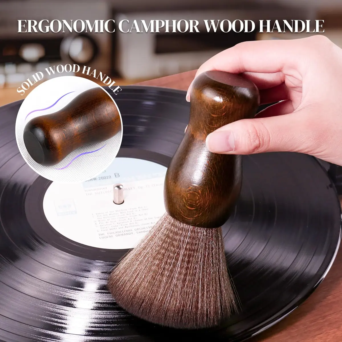 XQ XIAO QIAO Vinyl Record Cleaning Brush - Anti Static Dust Wooden Vinyl Cleaner Brush for Record Player Accessories - view 3