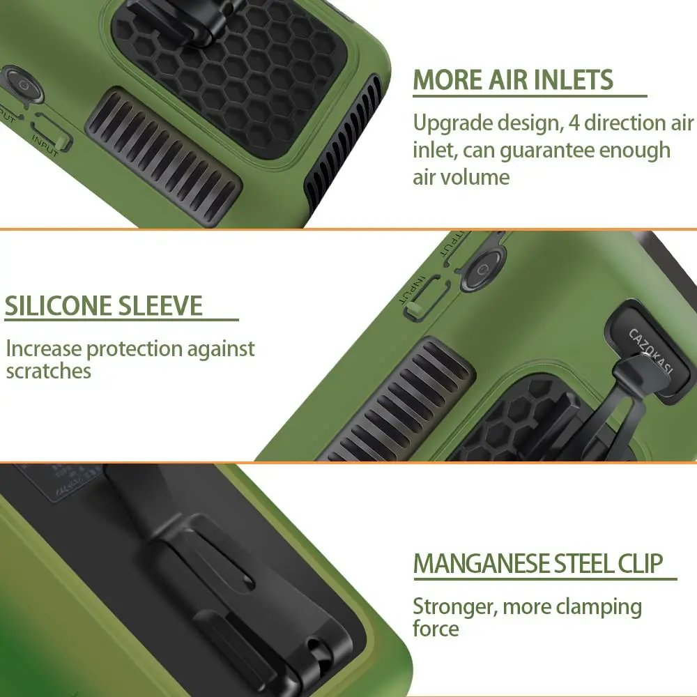CAZOKASI Electric Fan Wearable Clip Portable Cooling 6000mAh | Heatstroke Prevention, Quiet & Long Battery Life - view 3