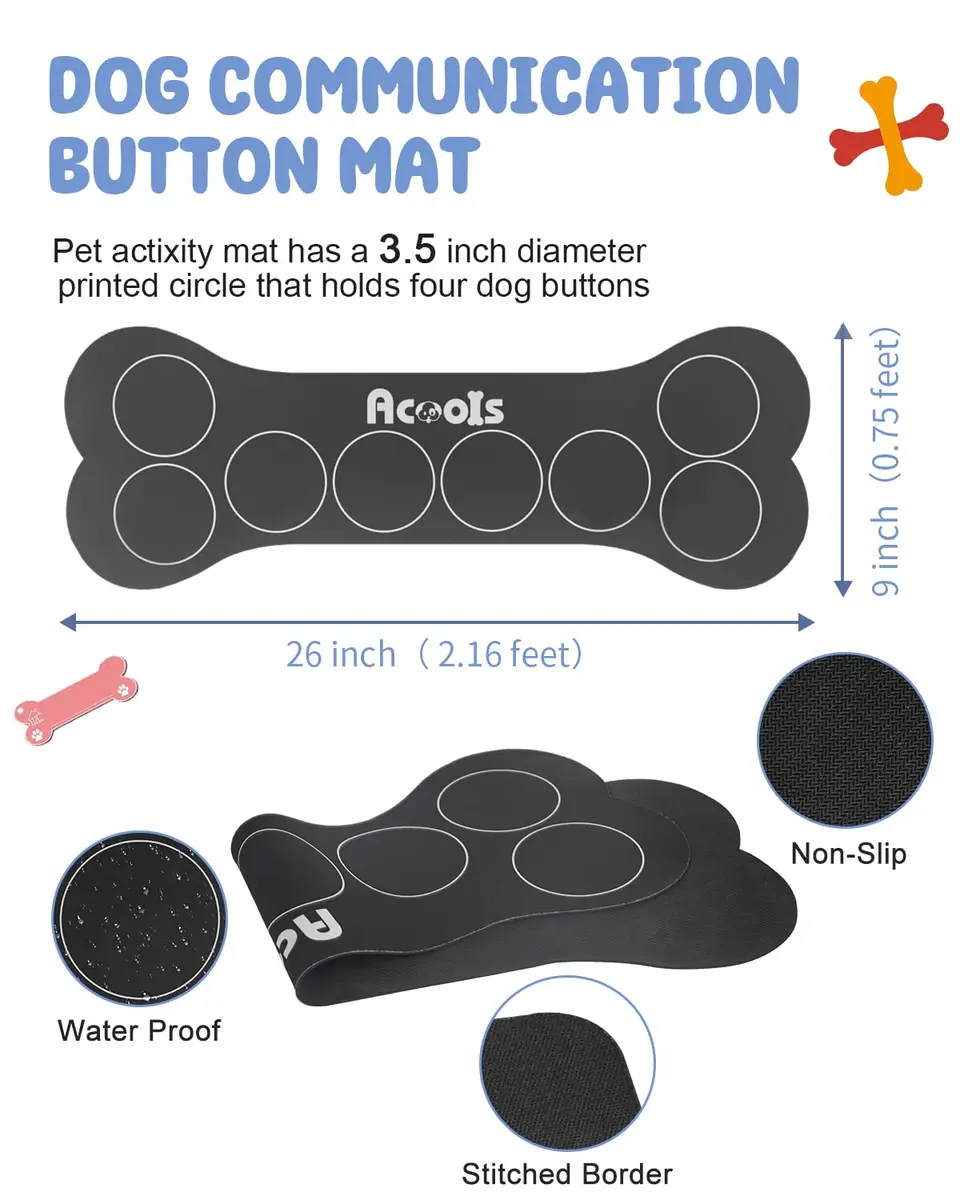 Acools Dog Buttons for Communication, 8 Pcs Recordable Voice Pet Buzzer Training Buttons Set with Mat | Dog Talking Buttons - view 5