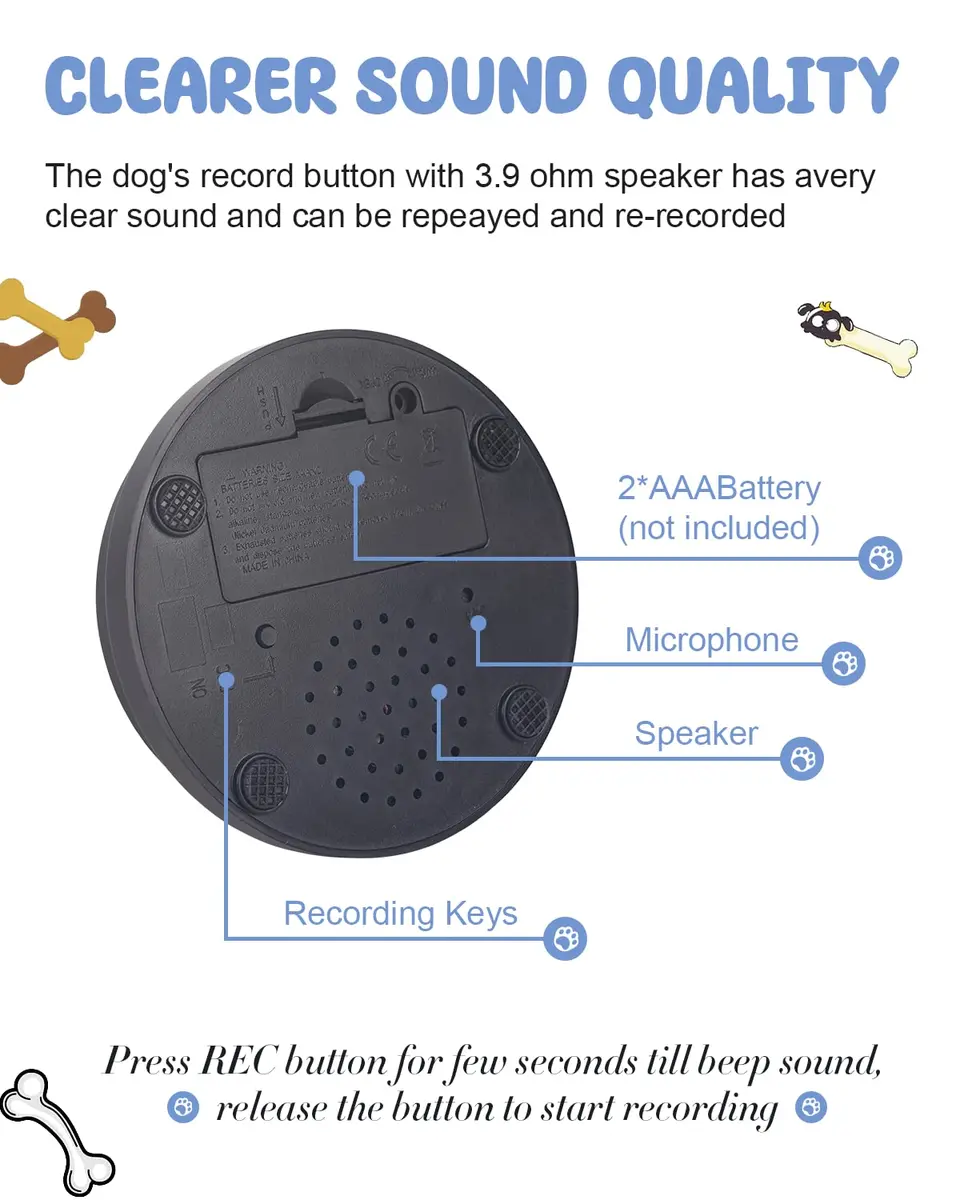 Acools Dog Buttons for Communication, 8 Pcs Recordable Voice Pet Buzzer Training Buttons Set with Mat | Dog Talking Buttons - view 6