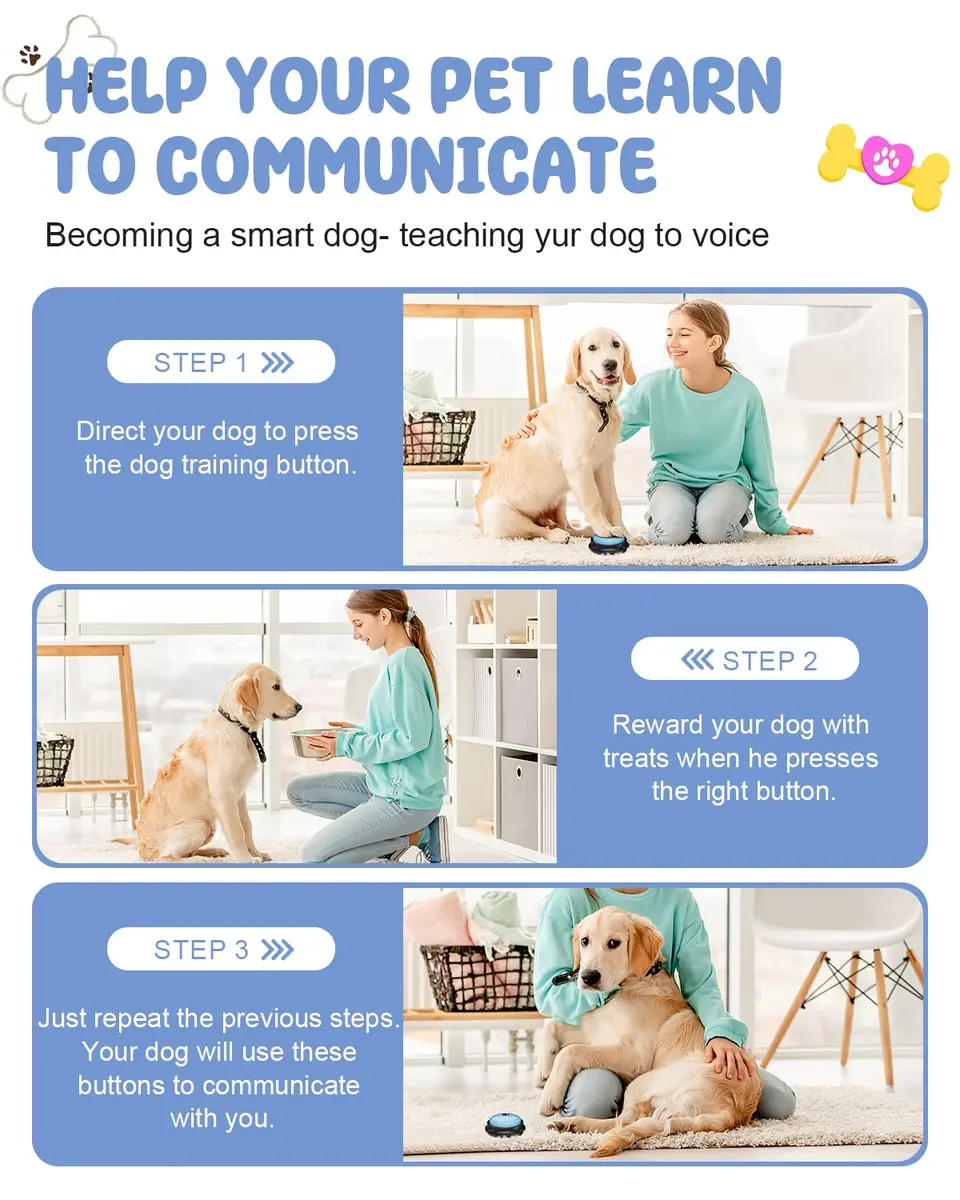 Acools Dog Buttons for Communication, 8 Pcs Recordable Voice Pet Buzzer Training Buttons Set with Mat | Dog Talking Buttons - view 7