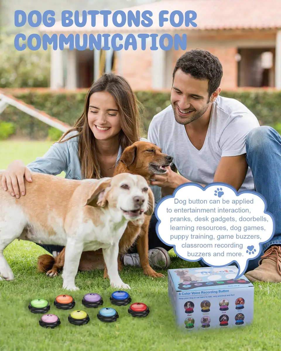 Acools Dog Buttons for Communication, 8 Pcs Recordable Voice Pet Buzzer Training Buttons Set with Mat | Dog Talking Buttons - view 4