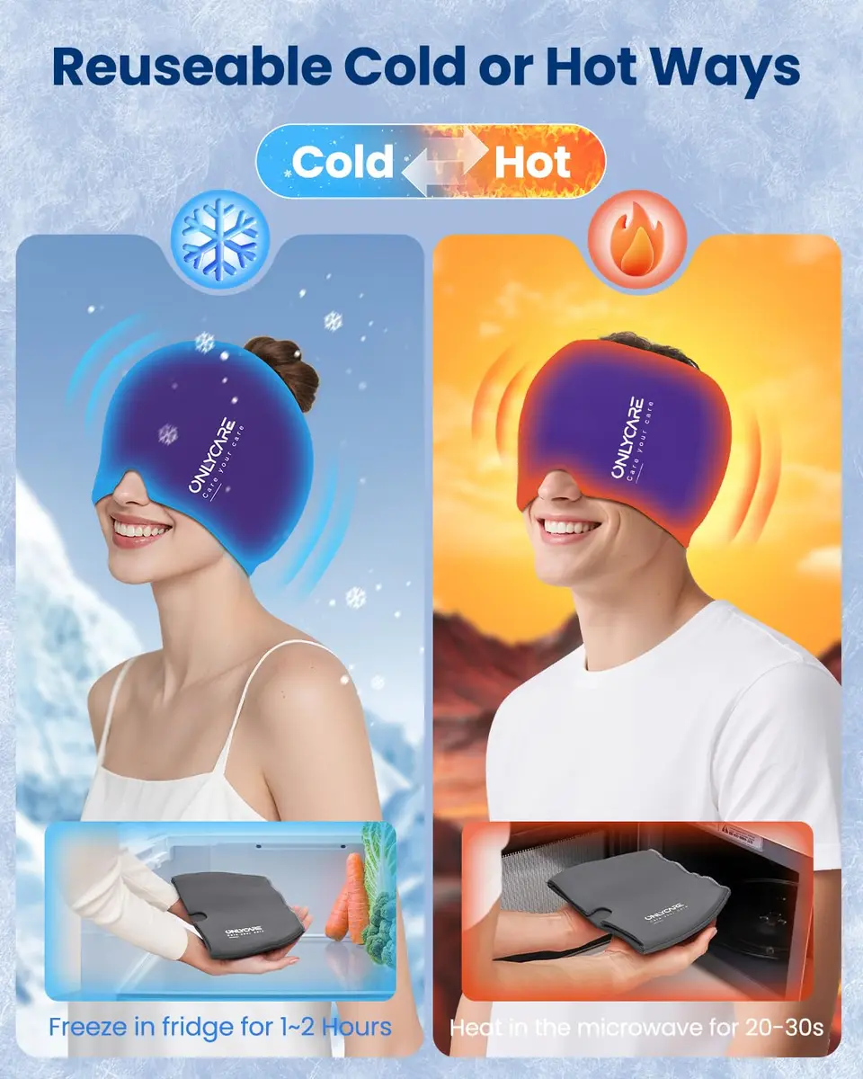 ONLYCARE Migraine Relief Cap 2 Pack | Odorless Gel Headache Relief Head Wrap - view 6